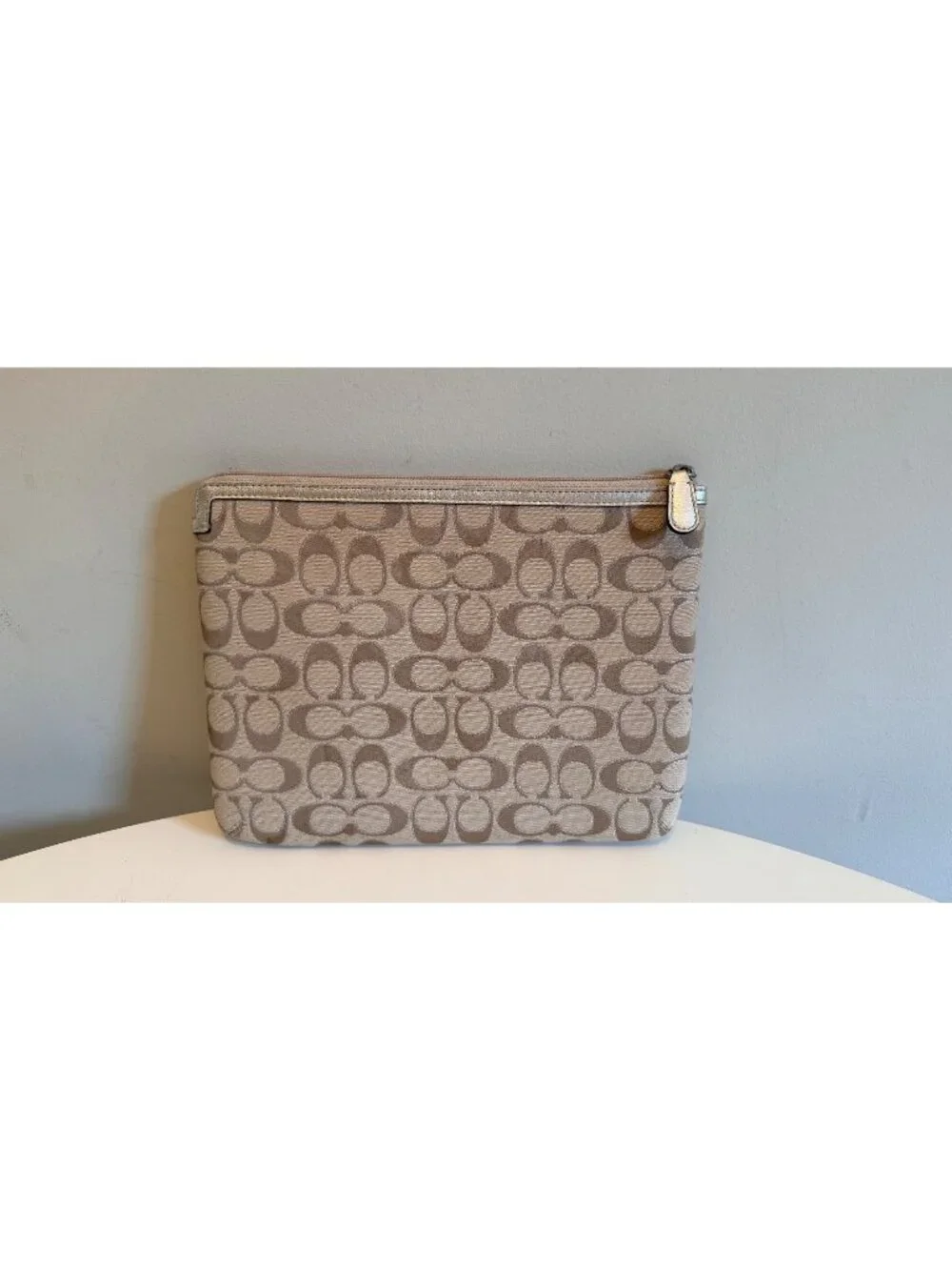 Coach Signature C iPad / Tablet Zippered Padded Carrying Case In Beige / Gold